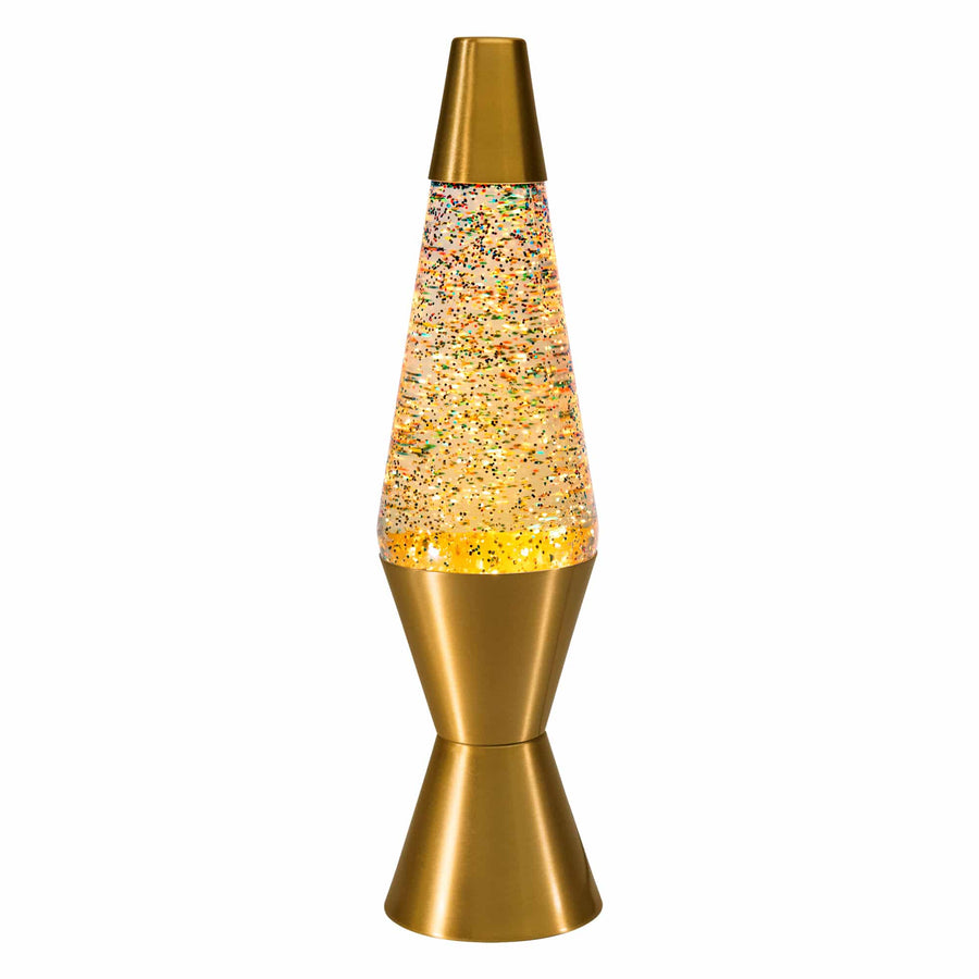 14.5" LAVA LAMP RAINBOW GLITTER - CLEAR/GOLD